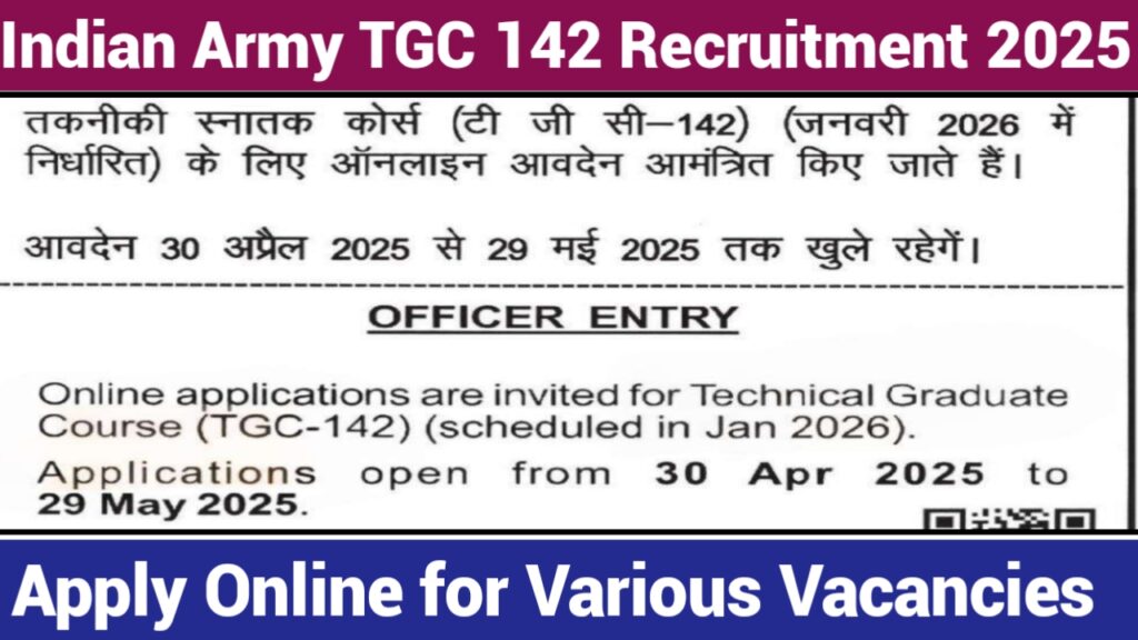 Indian Army TGC 142 Recruitment 2025